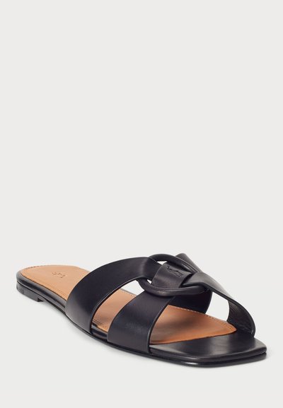 Polo Ralph Lauren LEATHER O-RING SANDAL - Natikači - black