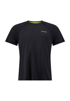 Černé sportovní tričko s krátkým rukávem, kulatým výstřihem a raglánovými švy. Obsahuje síťovanou podšívku a malé logo na přední straně.