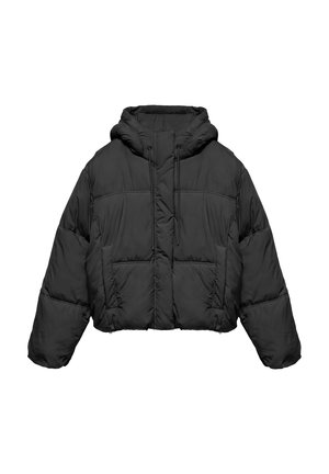 PULL&BEAR, SHORT HOODED - PUFFER JACKET - Winterjacke - black