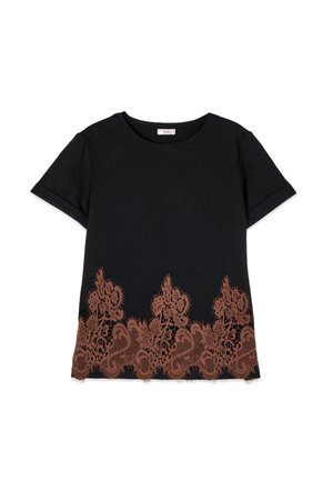 Oltre, T-SHIRT CON PIZZO - T-shirt imprimé - nero