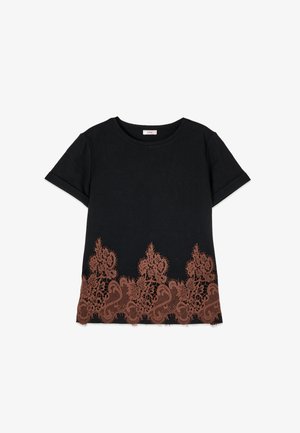 Oltre, T-SHIRT CON PIZZO - Camiseta estampada - nero