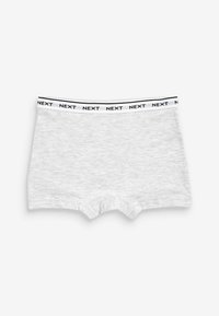 Boxer shorts in cotone grigio con una cintura in logo "NEXT" bianco e nero, caratterizzati da una texture liscia e un design a taglio classico.