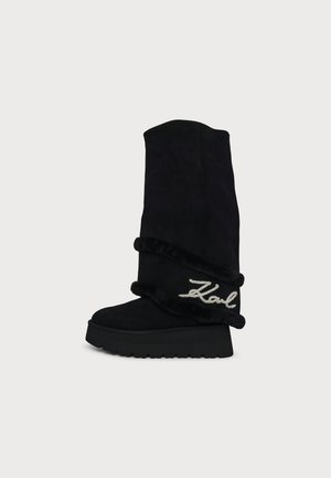 KARL LAGERFELD, SKYLAR WINTER FOLD DOWN HI LEG - Ботуши с платформа - black