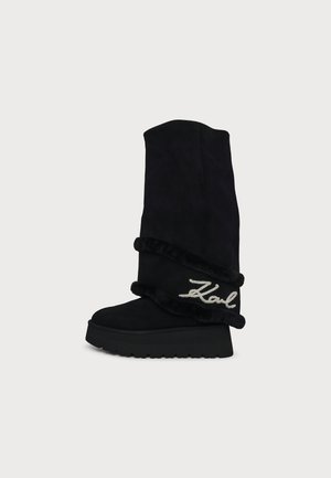 KARL LAGERFELD, SKYLAR WINTER FOLD DOWN HI LEG - Ботуши с платформа - black