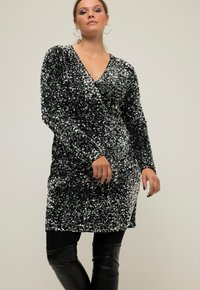 Studio Untold SEQUINED LONG SLEEVE V-NECK - Koktejlové šaty / šaty na párty - black