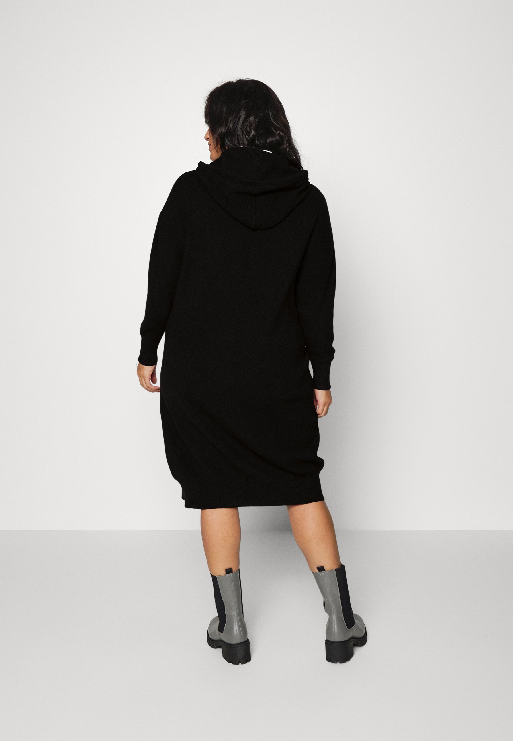 HOODED DRESS - Jumper dress - black 