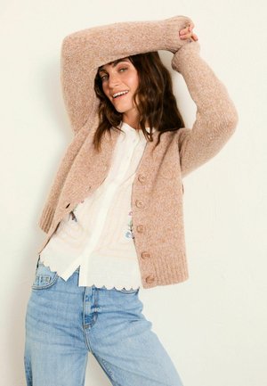 REGULAR FIT - FLECK  - Strickjacke - natural