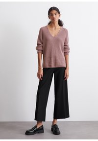 Marc O'Polo LONGSLEEVE V NECK - Πουλόβερ - dark mauve