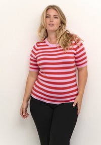 Kaffe Curve - MALIA WIDE STRIPE  - Printtipaita - pink mist cayenne stripe Pienoiskuva 1