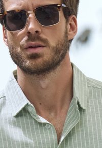 john devin LANGARM - Hemd - grün weiß gestreift