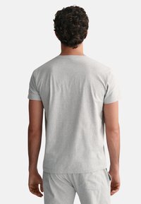 Gray short-sleeve t-shirt made of soft cotton, featuring a relaxed fit and round neckline, seen from the back with minimal detailing.