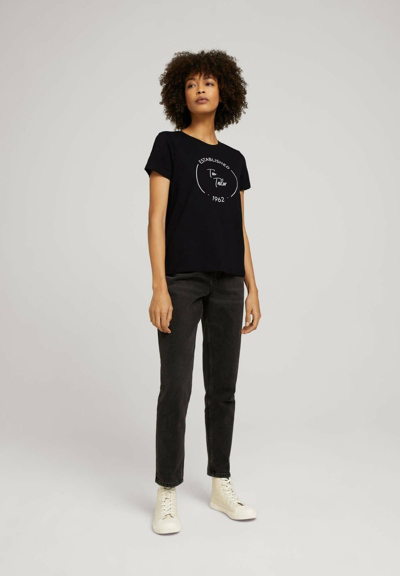 Damen T-Shirts | TOM TAILOR T-Shirt print deep black/schwarz - ZV30480 Damen T-Shirts | TOM TAILOR T-Shirt print deep black/schwarz - ZV30480