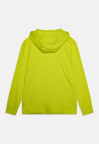 Felpa con cappuccio di un vivace verde lime, realizzata in morbido tessuto. Presenta maniche lunghe e una vestibilità comoda con orlo cucito e dettagli delle cuciture posteriori.