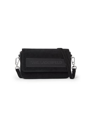 KARL LAGERFELD IKON K SMALL FLAP SUEDE - Keresztpántos táska - a black