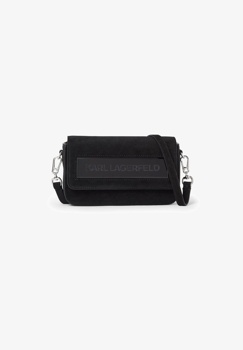KARL LAGERFELD IKON K SMALL FLAP SUEDE - Τσάντα χιαστί - a black