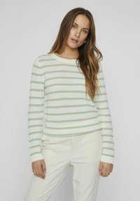 VILA VIDALO O-NECK STRIPE NOOS - Pulover - white alyssum