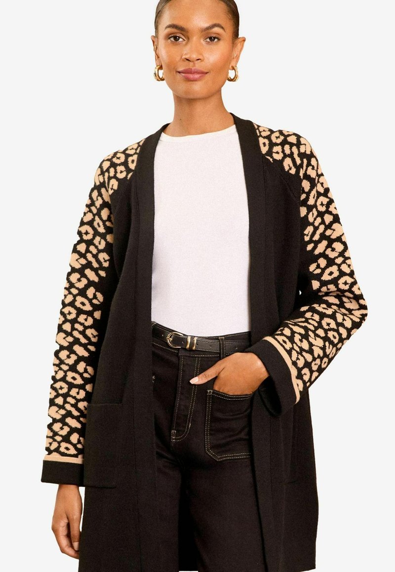 Love & Roses SUPER SOFT LONGLINE TEXTURE - Kardiganas - black