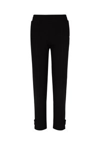 Zwarte broek met een comfortabele elastische tailleband, taps toelopend ontwerp, zijnaad stikdetails en verstelbare manchetten aan de zoom.