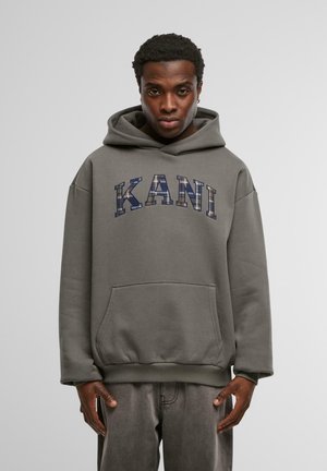 SERIF CHECK - Hoodie - dark grey