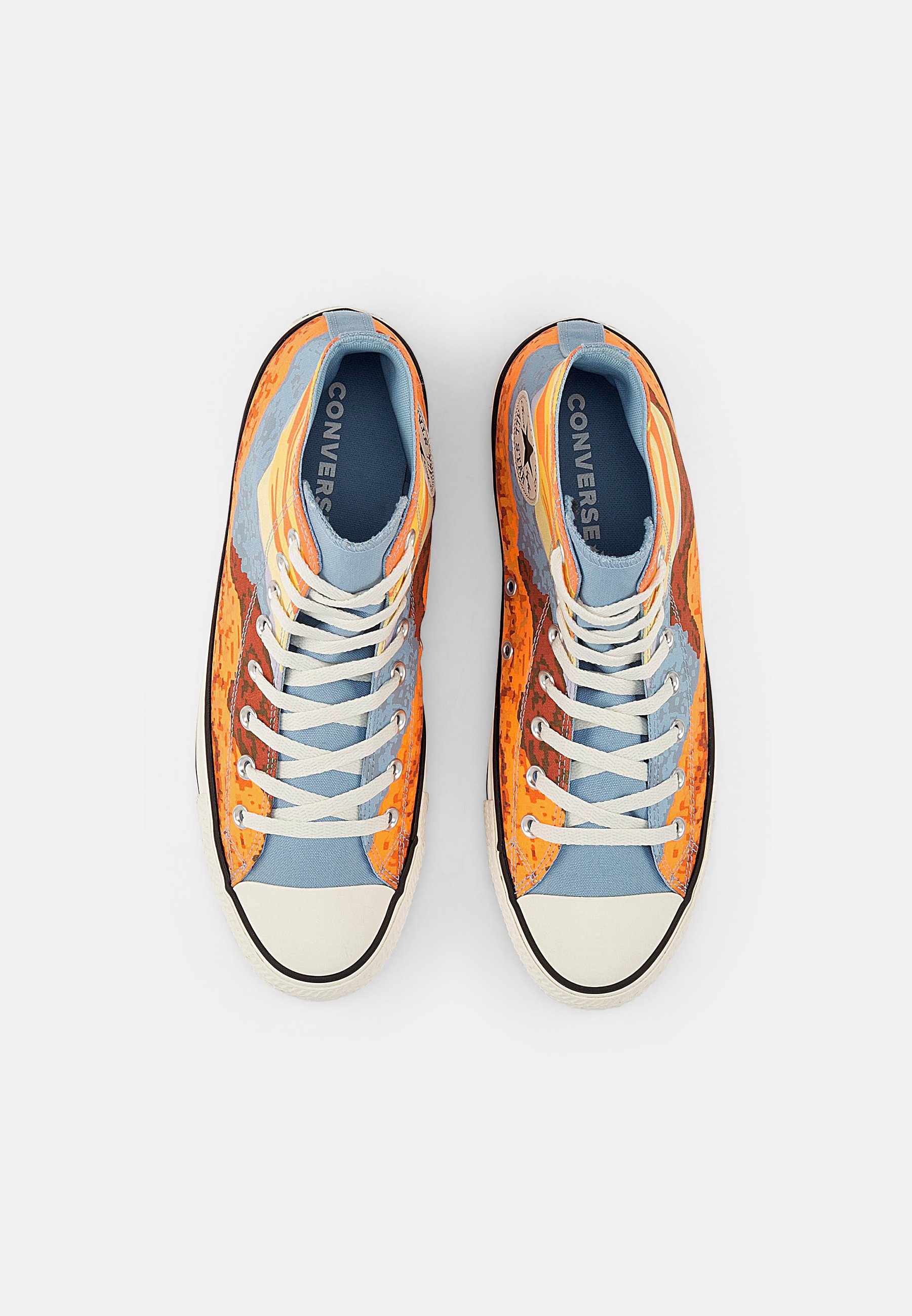 blue and orange chuck taylors