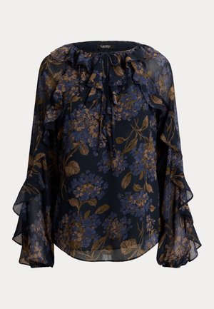 Lauren Ralph Lauren, FLORAL RUFFLE-TRIM GEORGETTE BLOUSE - Blouse - navy multi
