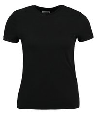 Svart kortärmad t-shirt i slät bomullsmaterial. Rund halsringning med en figurnära passform; inga mönster eller ytterligare detaljer synliga.