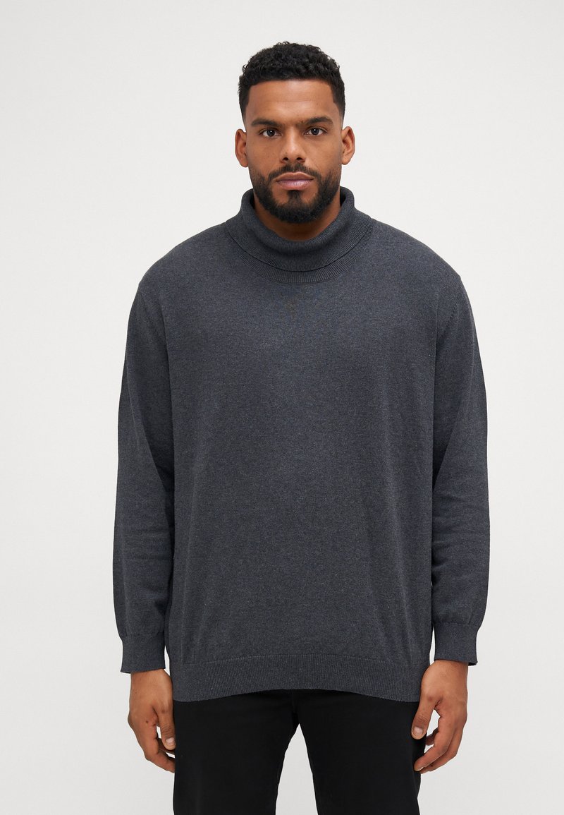 Jack & Jones JJEBASIC ROLL NECK - Vesta - dark grey melange