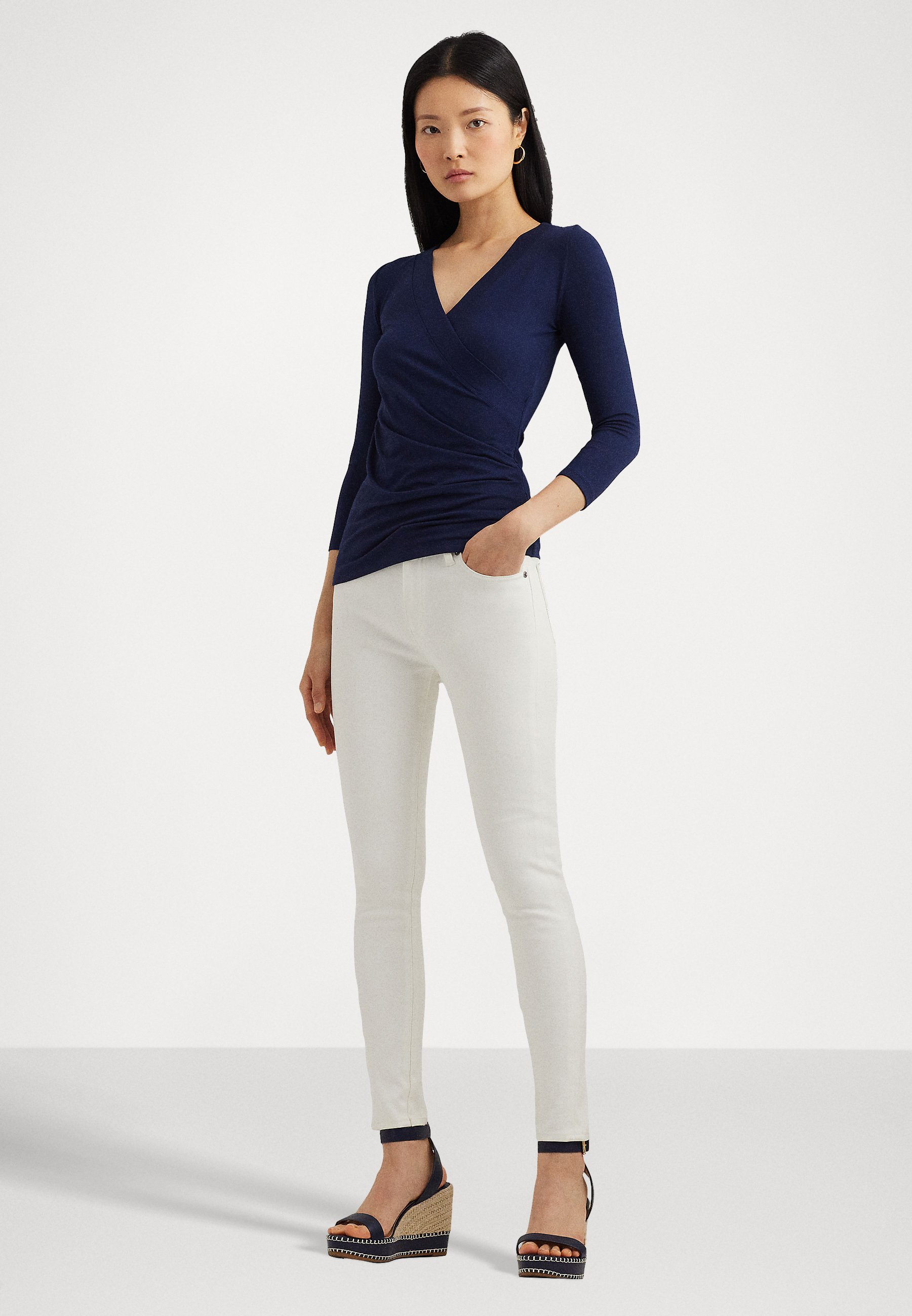 Lauren Ralph Lauren SURPLICE JERSEY TOP - Long sleeved top