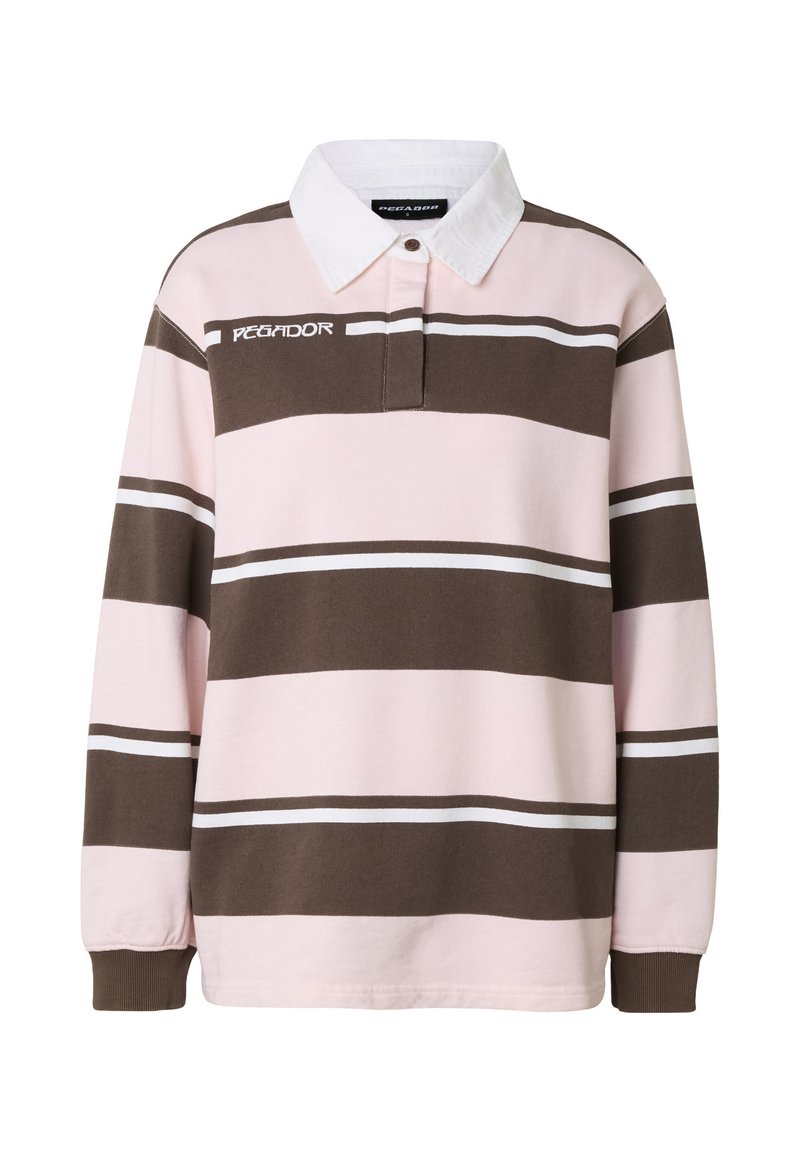 Pegador MORELLA STRIPED POLO SWEATER - Piké - washed cocoa brown/washed ...