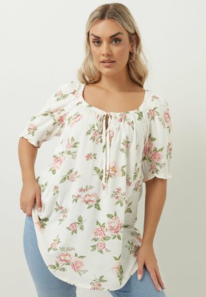 FLORAL TIE NECK  - Blouse - white