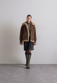 Bally Leren jas - midbrown/beige