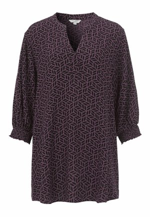 Paarse tuniek met bladdessin, V-hals en geraffineerde lange mouwen. Gemaakt van lichtgewicht stof, met een ontspannen pasvorm.