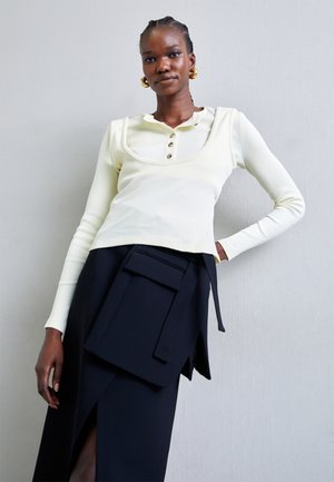 A.W.A.K.E. MODE DOUBLE EFFECT HALF BUTTON CLOSURE - Μπλούζα με μακριά μανίκια - ivory