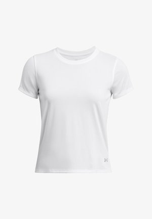 Baltas trumpas rankovėmis marškinėliai, pagaminti iš lygaus audinio, su apykakle. Funkcijoje yra mažas logotipas apatiniame dešiniajame kampe.