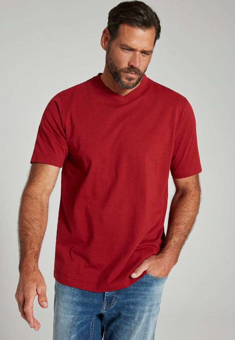 JP1880 GROSSE GRÖSSEN REINE V-AUSSCHNITT - T-shirt basic - burgunderrot