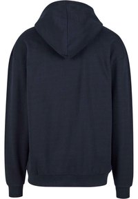 Felpa con cappuccio blu navy, realizzata in tessuto morbido, dotata di maniche lunghe, vestibilità comoda e retro semplice senza motivi o accessori.