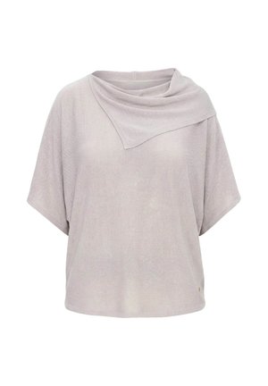 Ulla Popken, DRAPED COLLAR RELAXED FIT SWEATER - T-Shirt basic - grey beige