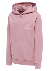 Lichtroze hoodie met een kangoeroezak, verstelbare trekkoordkap en geborduurd logo. Gemaakt van zachte, lichte stof.