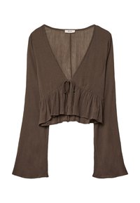 RUFFLED WITH DETAIL - Blus - dark brown