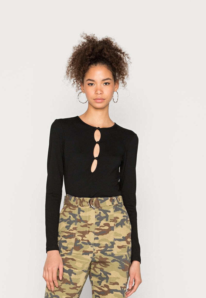 NA-KD KEYHOLE LONG SLEEVE - Camisola de manga comprida - black