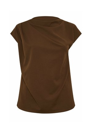 Yours Clothing, PLUS SIZE GOING OUT TOPS - Camiseta estampada - chocolate
