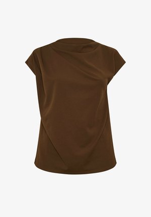 Yours Clothing, PLUS SIZE GOING OUT TOPS - Camiseta estampada - chocolate