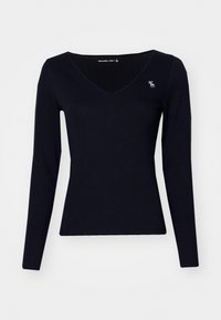 Abercrombie & Fitch CLOUD ICON VNECK - Topper langermet - black beauty