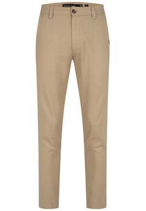 Beige chino's met een gladde textuur, slim fit, front pockets, een knoopsluiting en een klein logotag aan de zijkant.