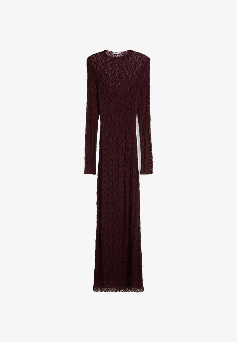 Bershka LONG-SLEEVE Vestito lungo bordeaux Zalando