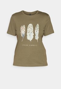 ONLKITA LIFE FEATHERS - Triko s potiskem - kalamata