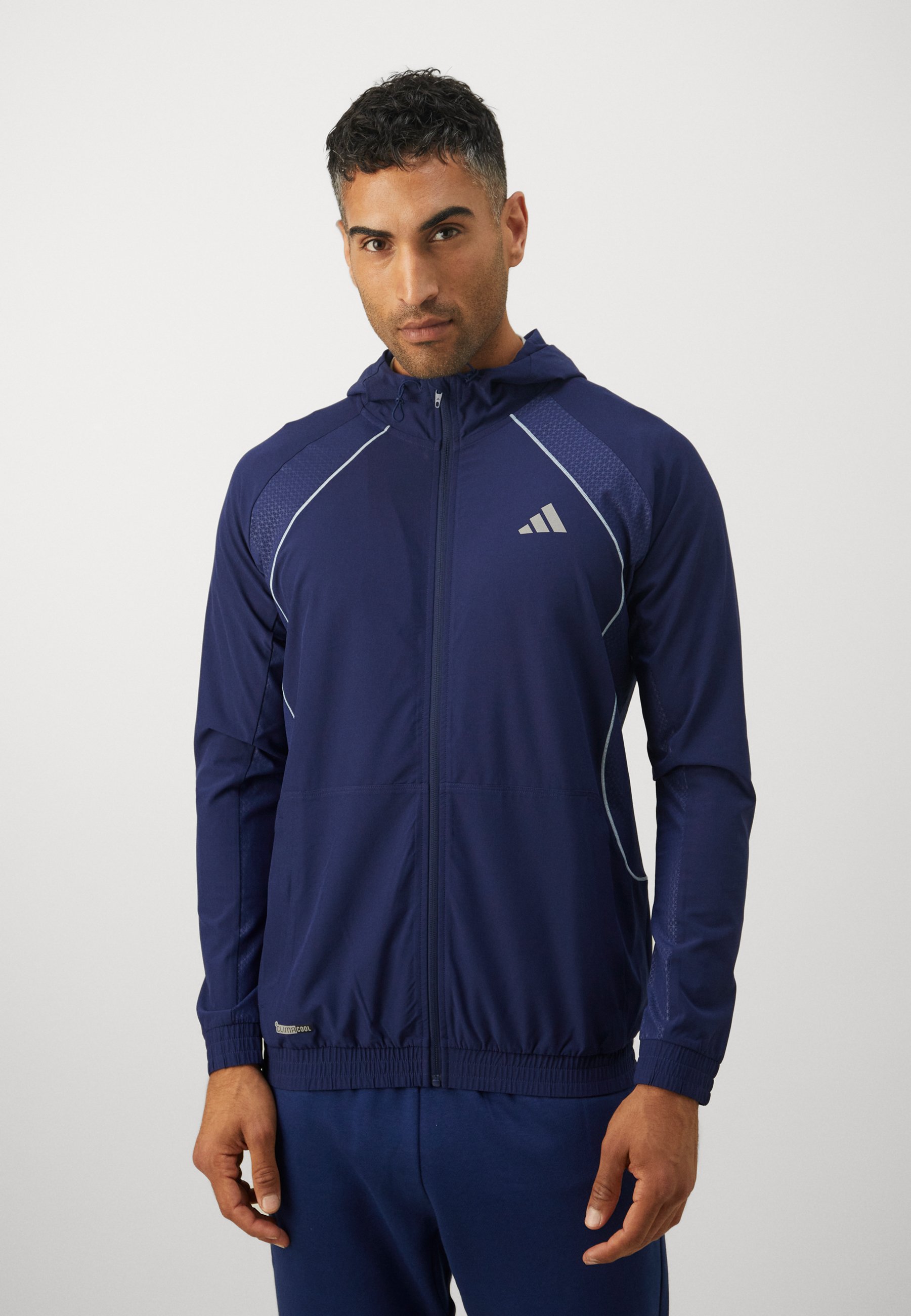 アディダス ネイビー ジップアップジャケット adidas Performance TECH - Training jacket - dark blue/glow blue