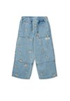 CESAR PRINTED UNISEX - Relaxed fit jeans - peach/light blue denim