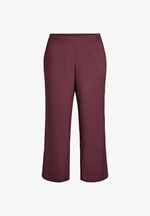 Bordeaux beskårede bukser med elastisk talje, lavet af glat stof. Lige ben design med subtil tekstur og ingen synlig hardware.