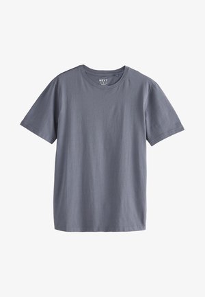 Enkel skifergrå slim fit T-shirt med korte ærmer, rund hals og synligt "NEXT" mærke inde i kraven.
